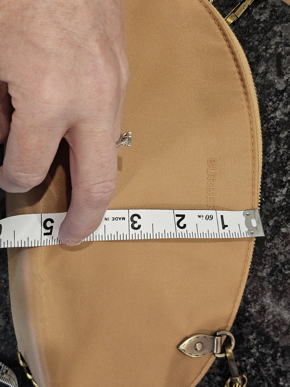 Burberry Tan Clutch with Bronze Crosbody Chain Added NWOT - Picture 7 of 14